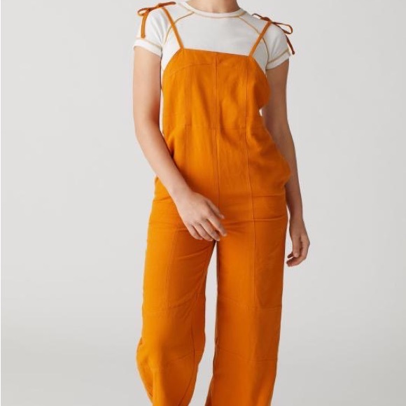 Urban Outfitters Orange Hayley Backless Overalls - Picture 1 of 12